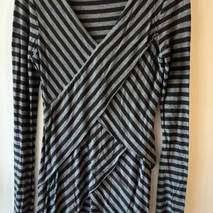 Market & Spruce Black and Gray Striped Top